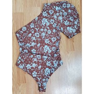 NWT Free people somethin bout you floral print one shoulder bodysuit java boho